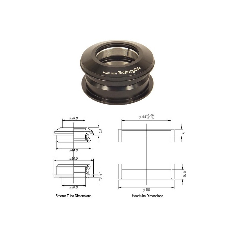 Tange Seiki Technoglide ZS2 Semi Integrated Headset in Black. 1 1 8 