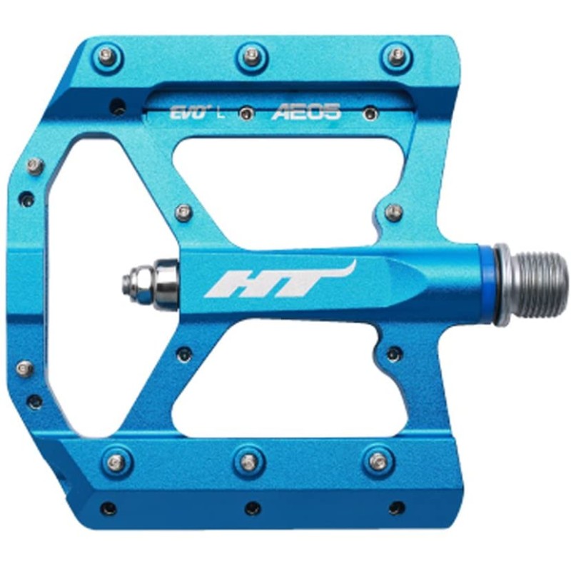 HT AE-05, CNC Alloy Platform, Thrust Bearing, Cr-Mo axles, Replaceable pins Blue