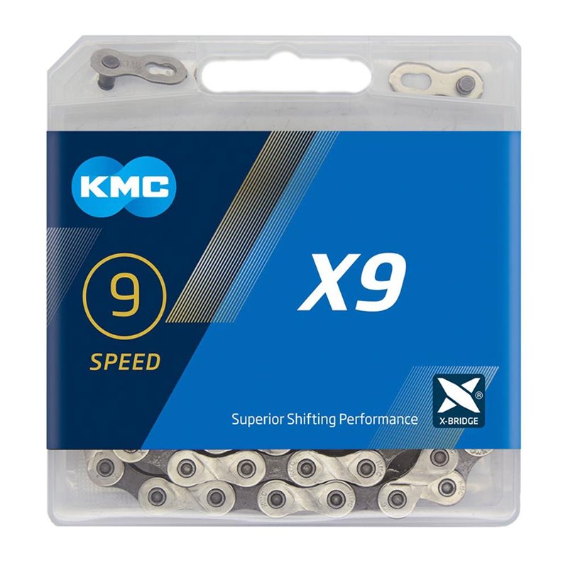 KMC X9 9 Speed Chain 114 Link Silver