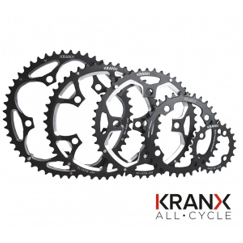 KranX 110BCD Alloy Chainring in Black - 5 Arm 34T Pressed